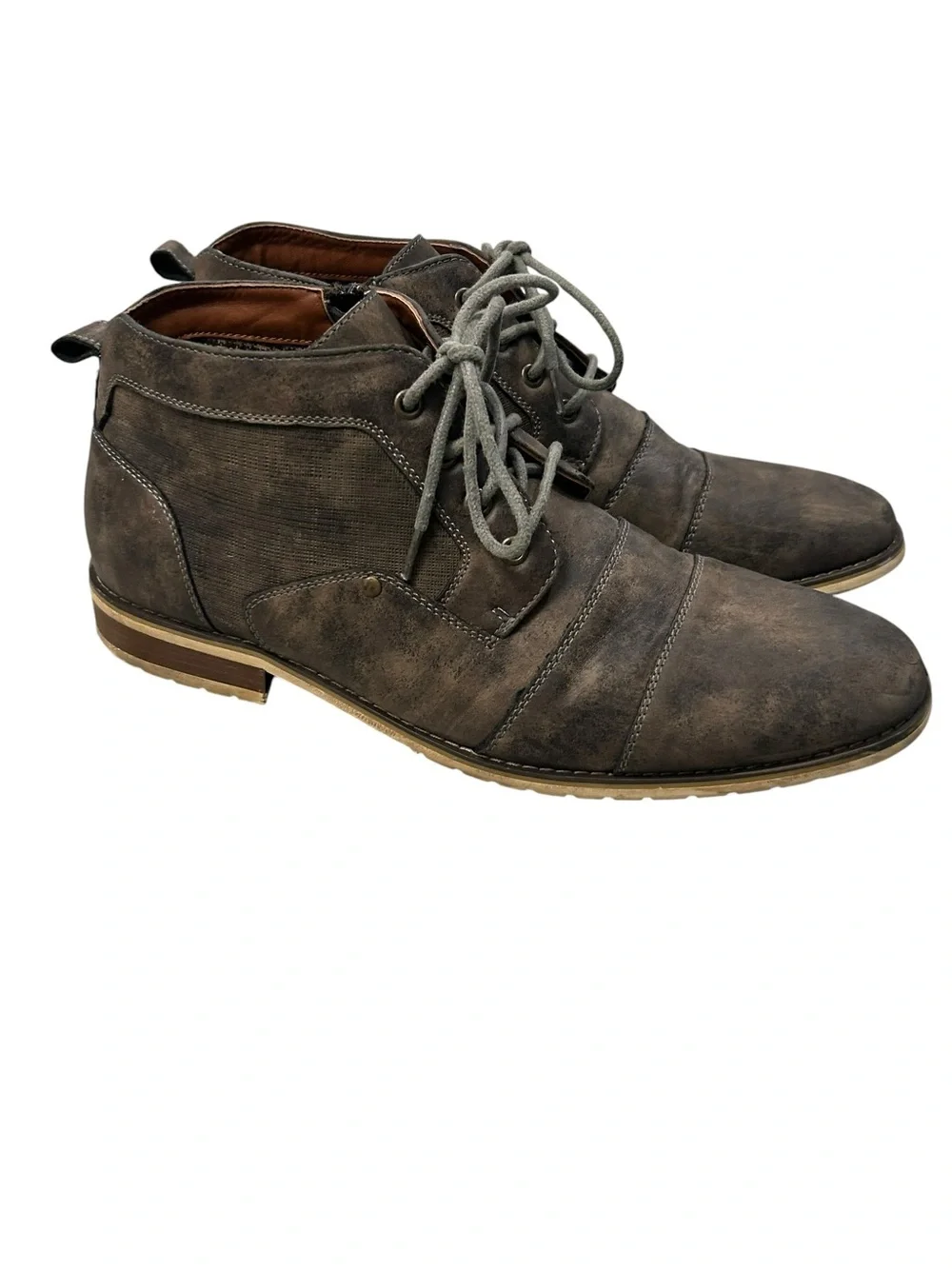 Ferro Aldo Men's Brown Gray Tone Cap Toe Lace-Up Casual Dress Chukka Boots 12